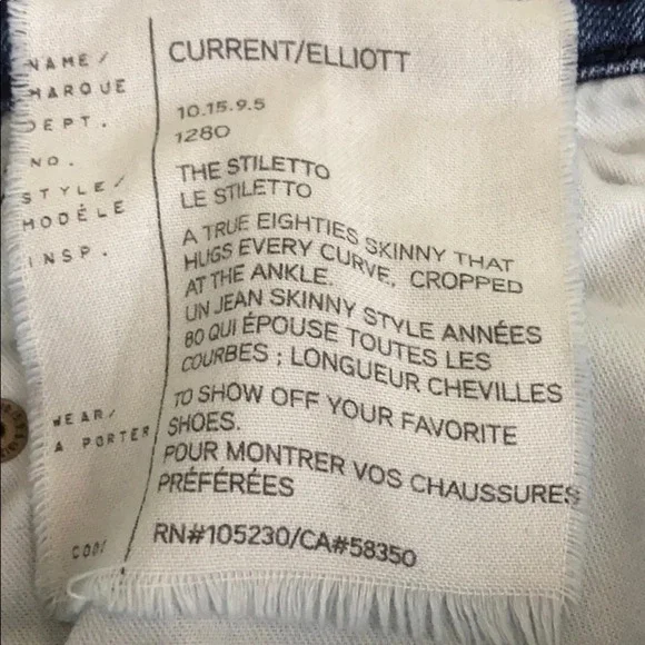 Current Elliott Flocked Dot The Stiletto Jeans - Size 25 - Picture 6 of 7